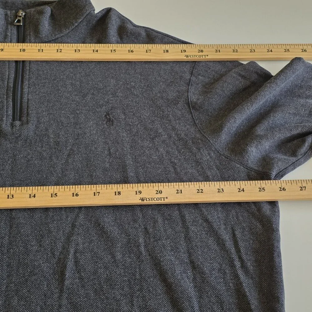 Polo Ralph Lauren Polo Sweater Mens XL Gray LS 1/4 Zip Mock Neck Classic Preppy - Picture 5 of 16